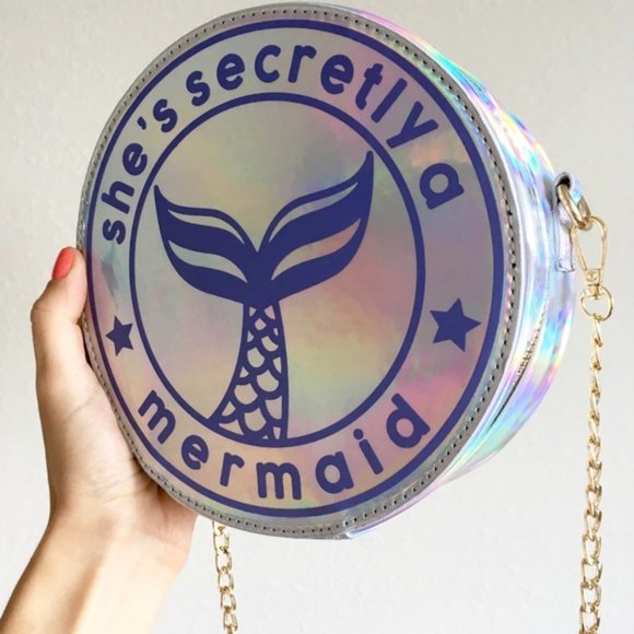 Mermaid Holo Iridescent Harajuku Round Handbag - Picture 4 of 8